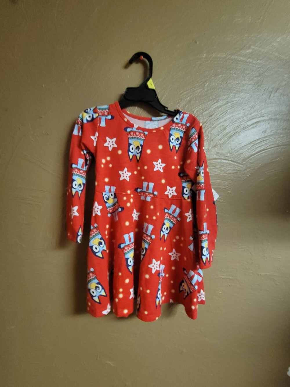 Bluey Toddler Girls Print Dress with Long Sleeves, Size 3t